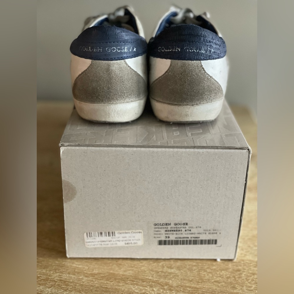 Authentic  Golden Goose  White and Navy Sneakers. Size 39. - Picture 2 of 8